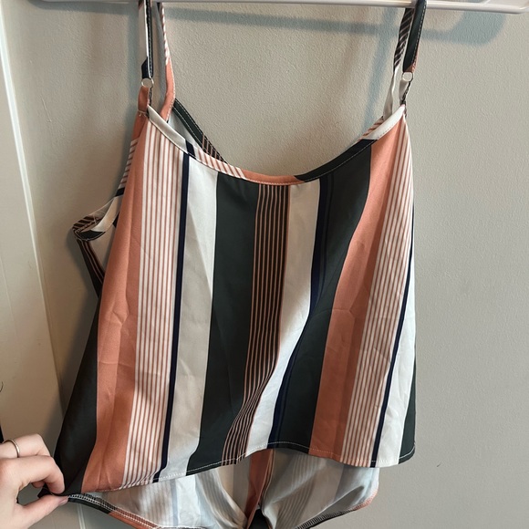 Stripped button down with tie| cami top - Picture 2 of 2